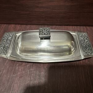 Vintage Stanley Roberts Stainless Steel Velvet Design Butter Dish
